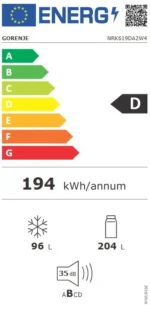 Gorenje Alulfagyasztós hűtőszekrény NRK619DA2W4 - Image 2